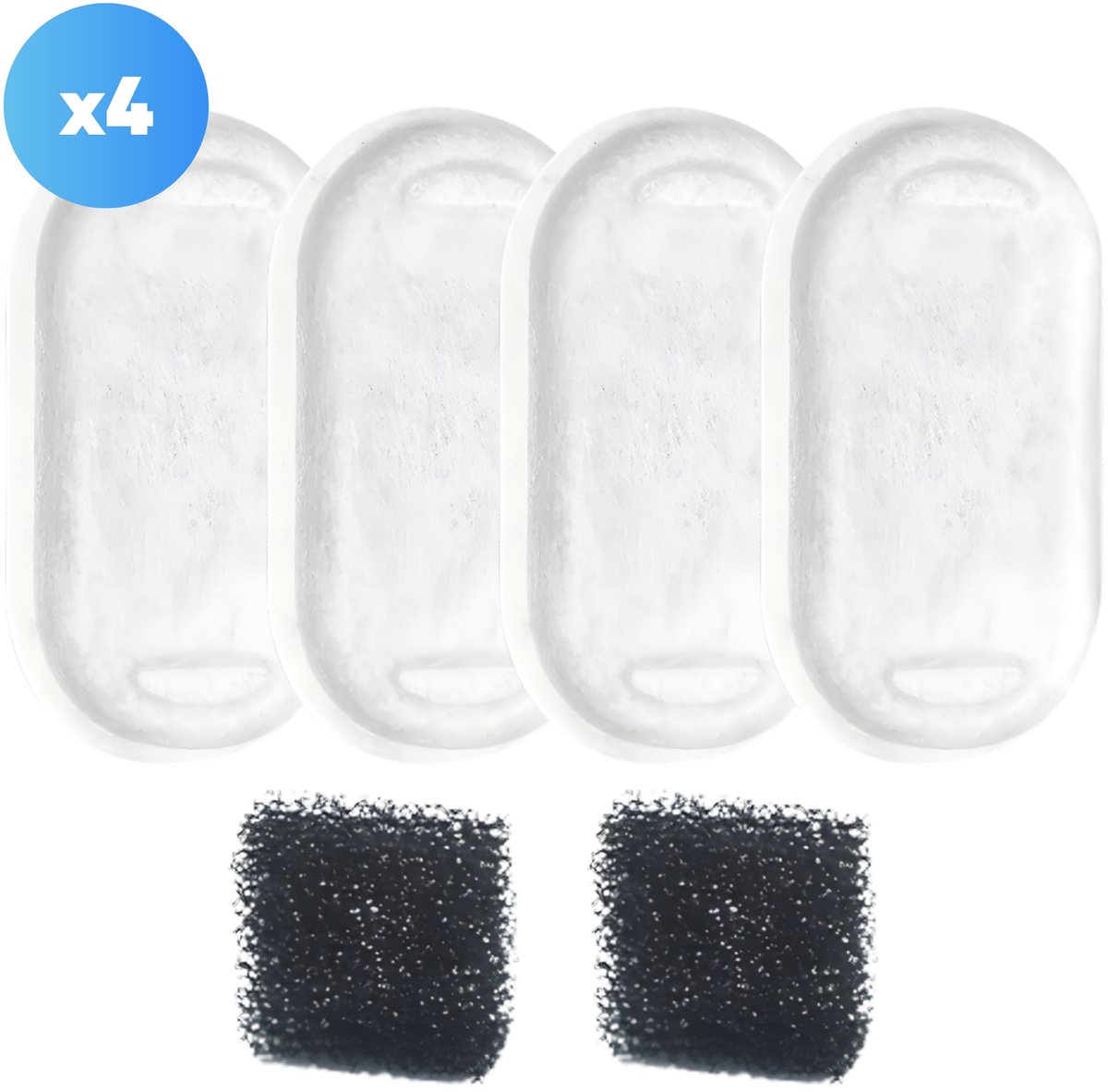 Pitt & Co® Drinkfontein filters – 4 stuks vervangingsfilters voor draadloze RVS kattenfontein – geschikt voor 3,2L sensor waterfontein