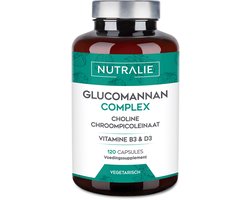 Nutralie Glucomannan Complex - 120 Capsules - Gewichtsverlies Ondersteuning Supplementen - Mannen en Vrouwen - met Choline, Chroompicolinaat, Vitamine B3 & D