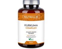 Bio Kurkuma Complex 1420mg - met Zwarte Peper & Gember - Gewrichten & Ontsteking Supplementen - Curcumine & Piperine - 120 Capsules - Nutralie