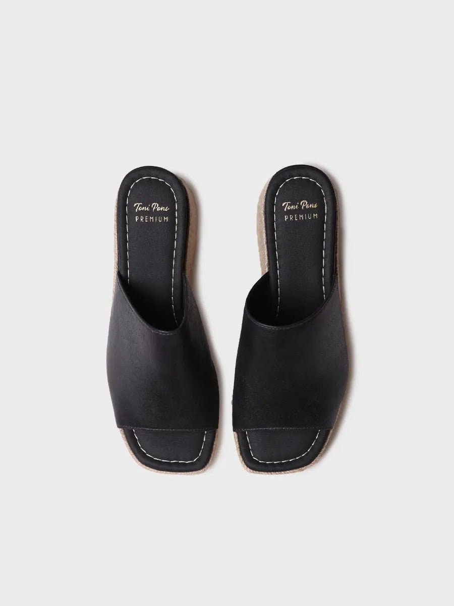 Dames espadrille zonder achterkant van suède met sleehak | MARLENE