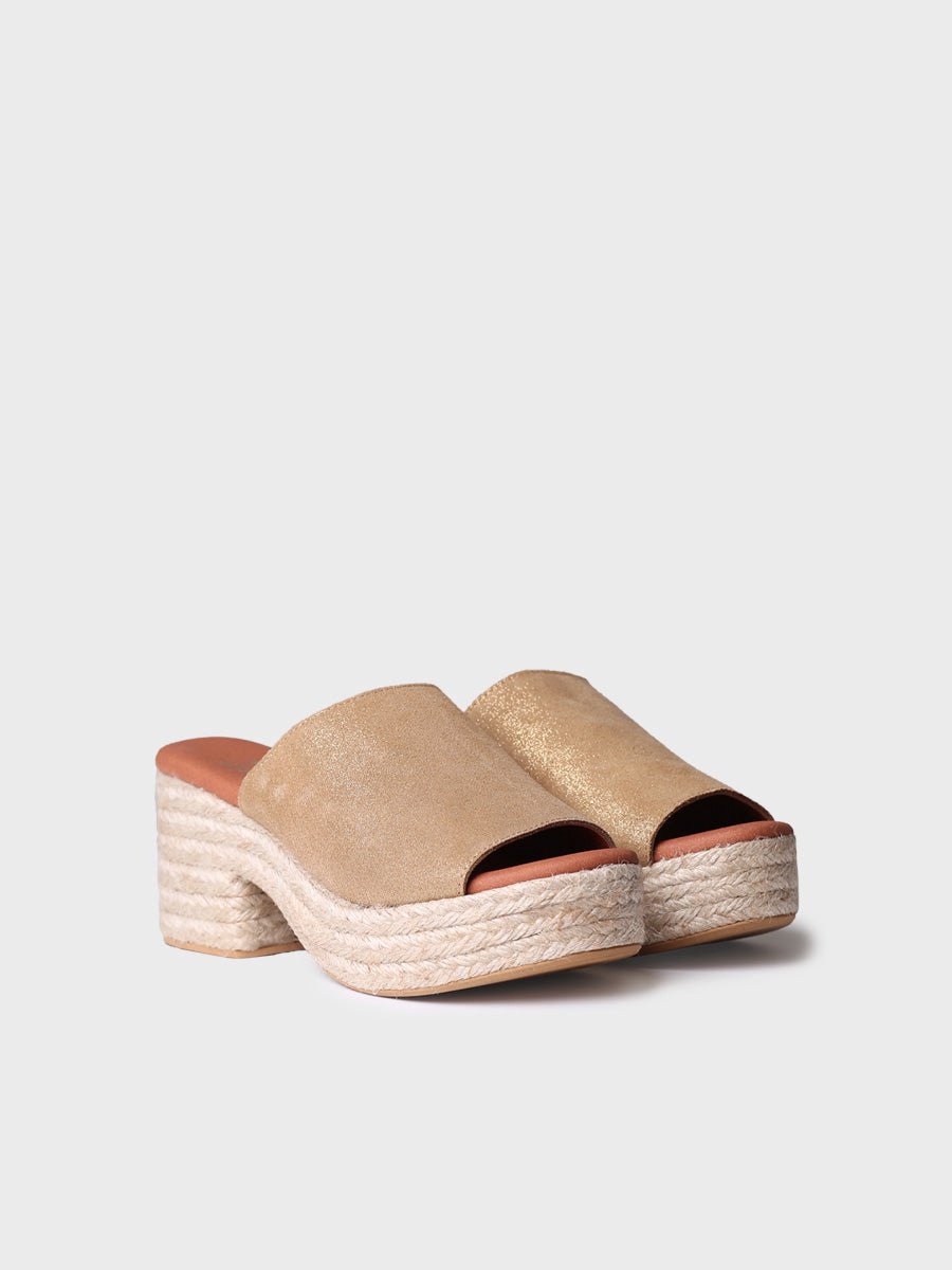 Leren espadrille zonder hiel met brede hak | ANDREA