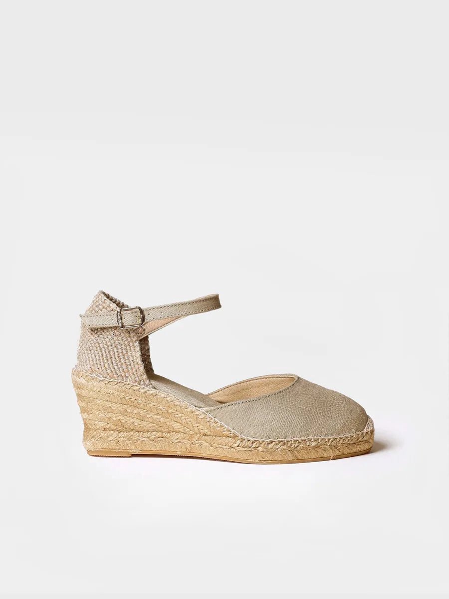 Espadrilles met sleehak van jute en gesp | CALDES