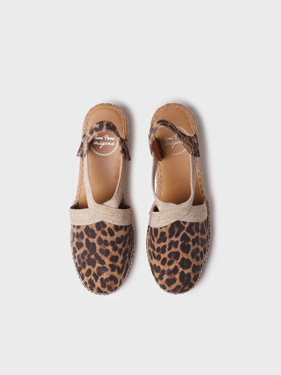 Dames espadrille van leer met een middelhoge sleehak | TOSSA