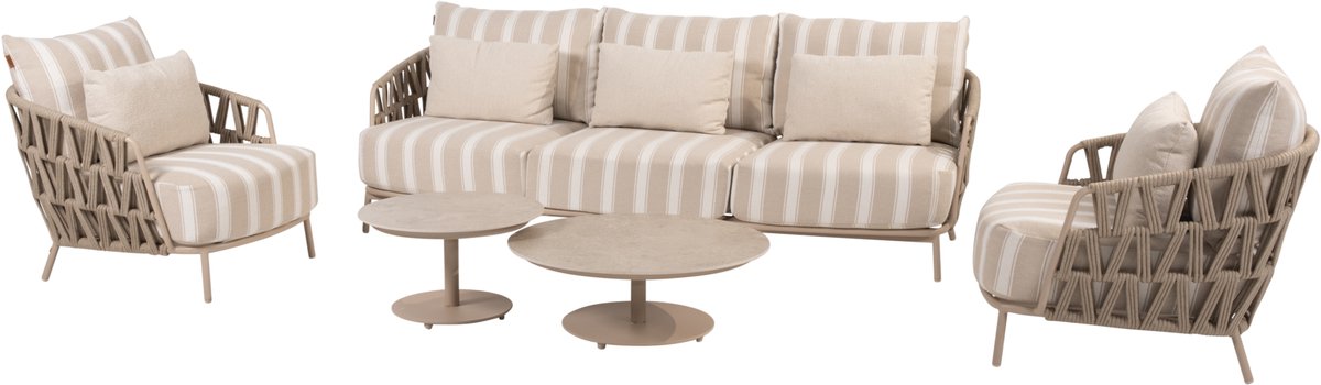 4 Seasons Outdoor Boaz Beverly lounge set with chairs and sofa 5-piece latte