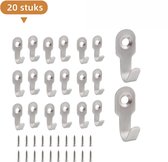 20-delige set - Haken - Roestvrijstalen haken - Metaal - Met voorgeboorde gaten - Kleine haken - Voor het ophangen van kleine voorwerpen/het opbergen van tassen voor thuisgebruik - Inclusief schroeven - Zilver