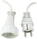 Witte kabel met stekker en contrastekker, beide met beschermingscontact.