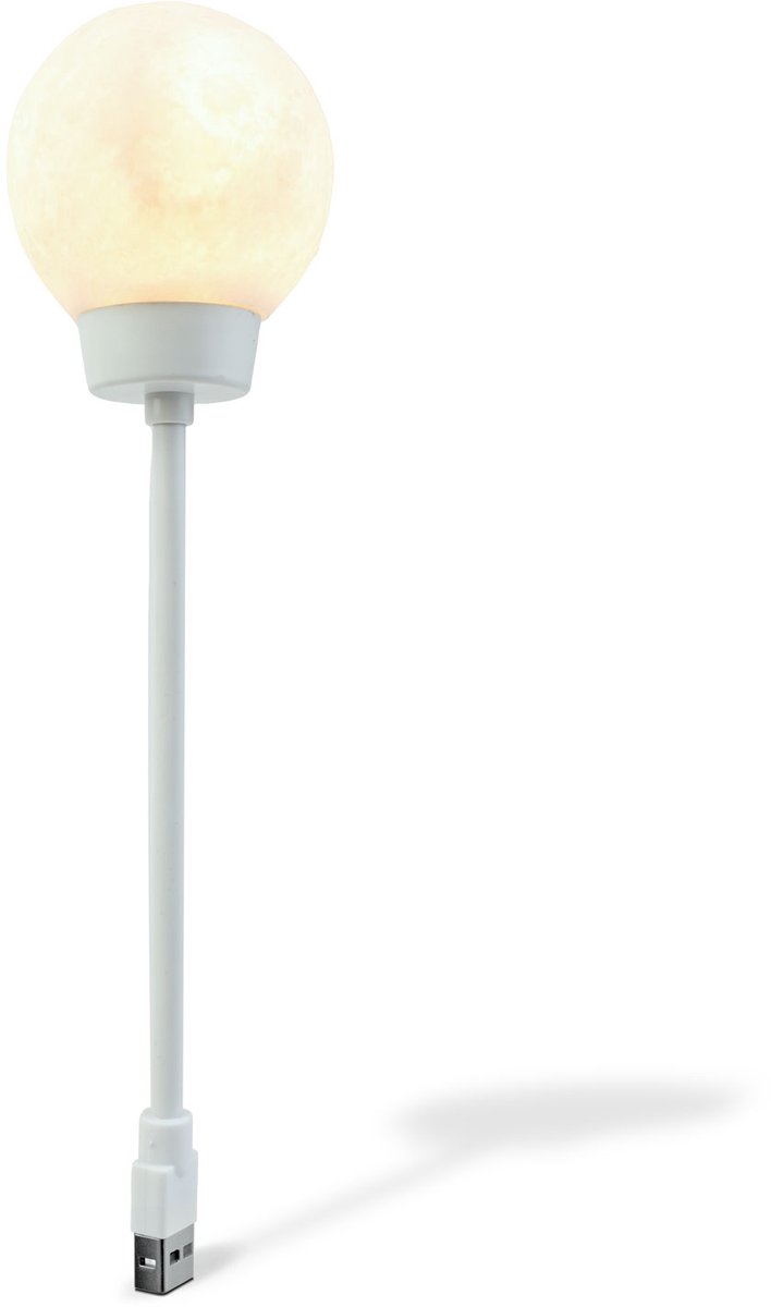 Nacht Sfeerlamp - Maanlantaarn - Warm Wit LED - USB Voeding - 3D Geprinte Maanstructuur - Ø65 mm - Voor Slaapkamer, Woonkamer of Hal - Decoratief en Functioneel [20257] van PHENOM LIGHTING TECHNOLOGY — afbeelding 4