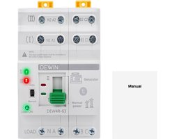 Automatische omschakelaar - 4P 63A 400V - Automatische Transfer Schakelaar - DIN-rail - ATS Dual Power Automatische omschakelaar - Elektrische keuzeschakelaar - ATS Noodstroomschakelaar