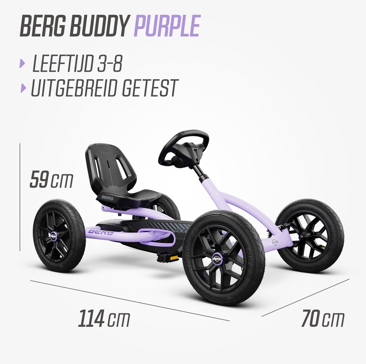 BERG Buddy Purple Skelter - 3+ Jaar - Verstelbare Stoel- Vrijloopautomaat - Paars — afbeelding 5