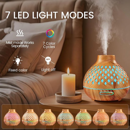 Aroma Diffuser Starlight Rond Houtmotief 400 ml