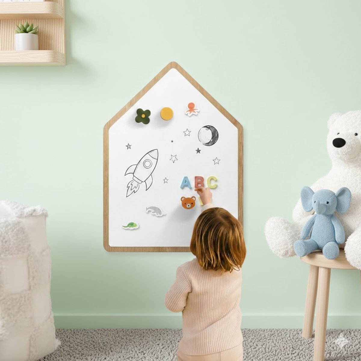 Aravé - Magnetische Muursticker – 50 x 60 cm Wit – Krijtbord - Magnetisch Tekenbord