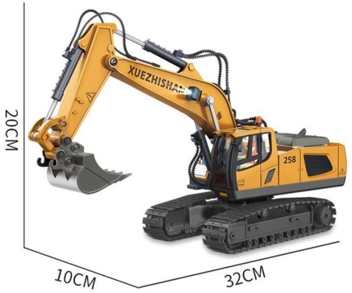 RC Graafmachine Speelgoed - Bestuurbare Graafmachine voor Kinderen & Zandbak - Vrachtwagen Voertuigen Afstandbestuurbaar - Tractor Buitenspeelgoed - Bestuurbaar Kraan Jongens Meisje - Afstandsbestuurbaar Elektrisch Robot Auto Afstandsbediening — afbeelding 4