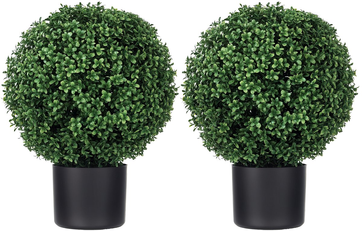 whiqutey Kunstplant Buxus, Bolvormig – Groen, 52 x 40 cm, Onderhoudsvrije Decoratie Voor Binnen En Buiten.