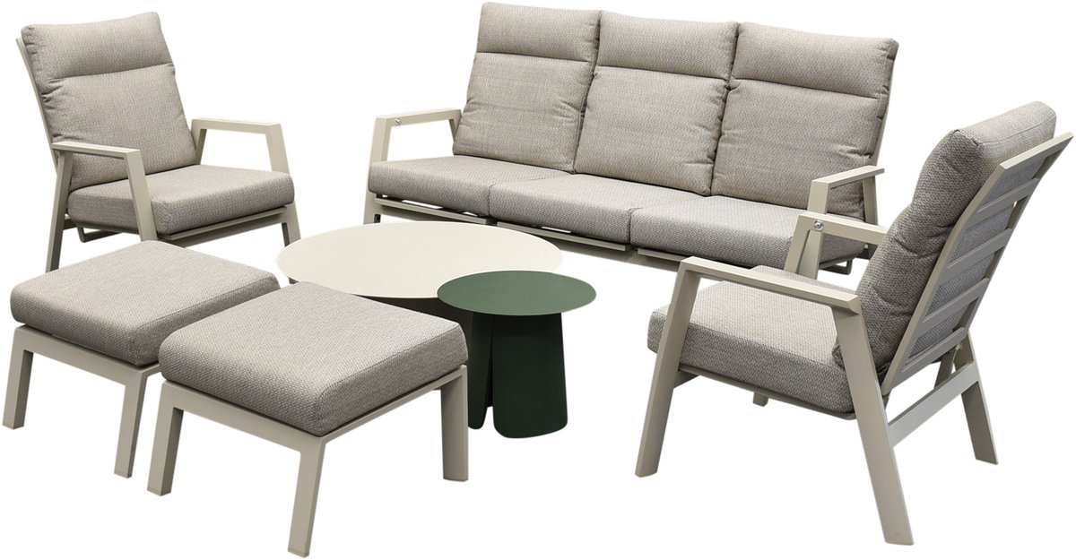 Barolo stoel bank loungeset 7 delig verstelbaar latte