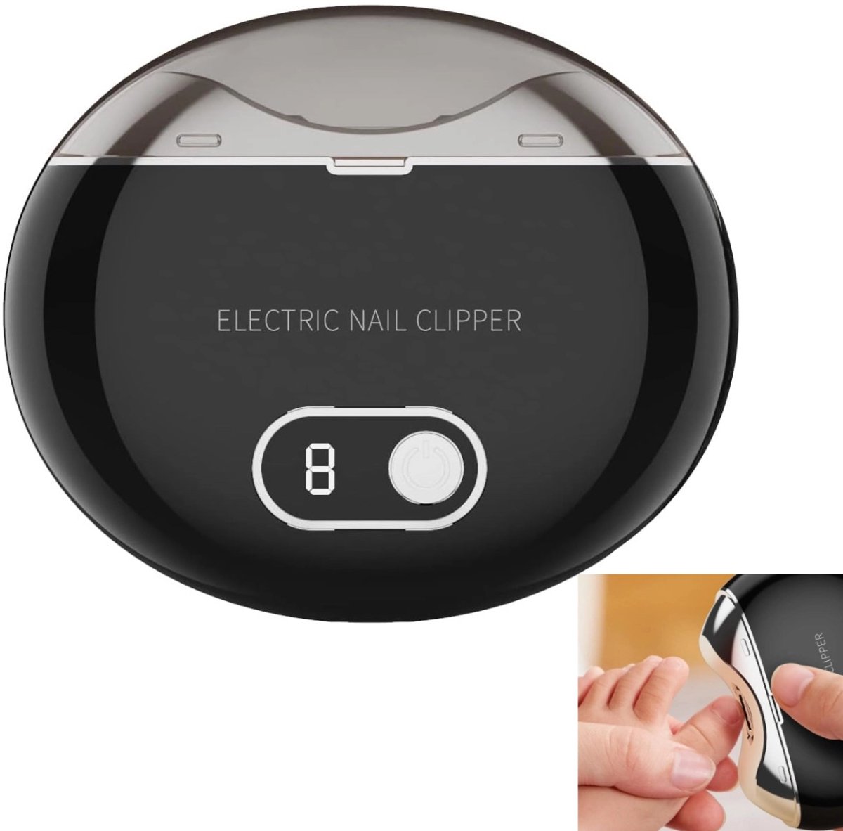 OIMG Elektrische nagelknipper - Met digitaal display - met LED - Stil - Automatische Nagelknipper - USB Oplaadbaar - Nagelverzorging - Geschikt voor vingers en tenen - Snelheid instelbaar - voor Baby/senioren/Volwassenen - zwart