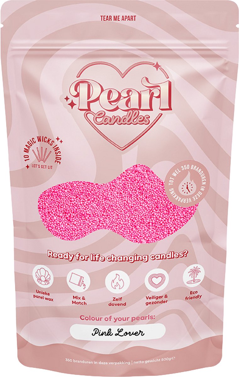 Kaarsenzand - Kaarsenzand met lonten - Pearl Candles – DIY kaarsen maken - Pink Lover - Zelf theelichtje waxinelichtje maken - Lont inbegrepen - Roze - ±125 / ±150 Branduren – 250 g