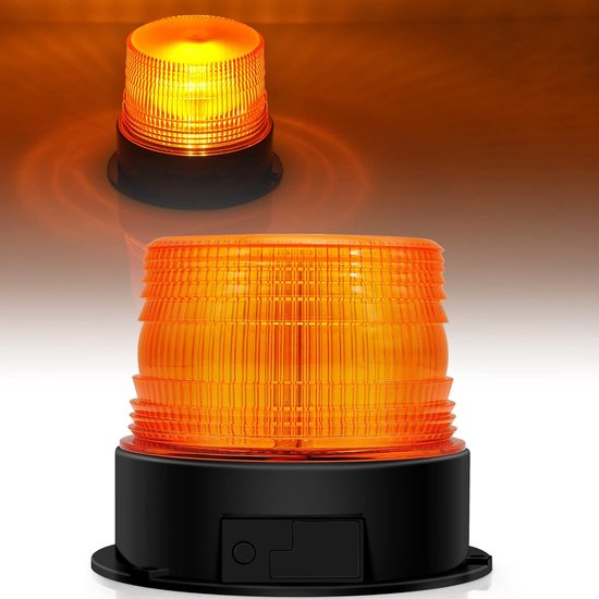 AOJO LED Zwaailicht Geel 12V/24V – Magnetische Voet, 2,8 M Kabel Met Schakelaar, 10 Modi, ECE-R65/R10 – Compact Voor Truck & Tractor