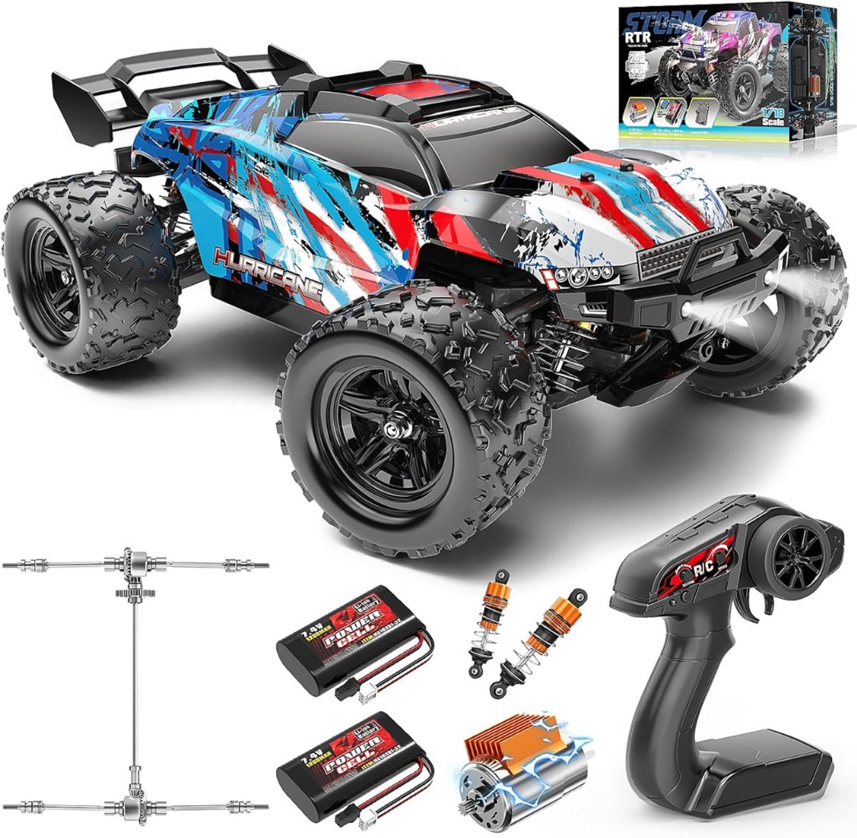SCH® RC Auto Offroad - RC Auto - Blauw - 28cm x 19cm x 11cm