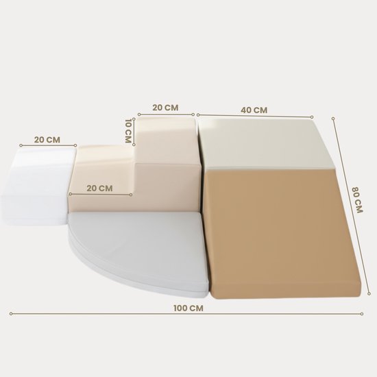 HENVAE® Baby Foam Blokken 5-delige Speelset - Glijbaan - Baby - Baby Speelgoed 6 maanden - Zachte blokken Baby - Montessori Speelgoed - Speelgoed 1 jaar - Educatief Speelgoed - Stapelblokken - Sensorisch Speelgoed - Speelblokken - Klimblokken Baby