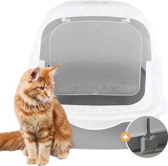 MaxiClean Kattenbak XL - Wit - 50 x 35 x 34 cm - Voor Grote Katten en Meerdere Katten