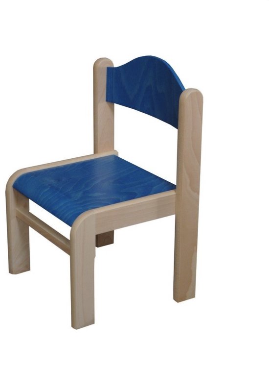 Houten stoel BAMBI - blauw - zithoogte 30 cm - stapelbaar - Peuterstoeltje voor kinderen - Peuterstoel voor kinderopvang of school - Kinderstoelen - houten stoeltje voor kinderen