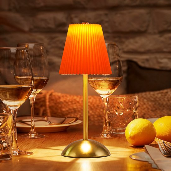 NETTLIFE Tafellamp LED 2 Stuks - Oranje-rood - Touch Dimbaar 3 Kleurtemperaturen - USB Oplaadbaar Draadloos - Voor Eetkamer Slaapkamer Woonkamer Hotel Buiten