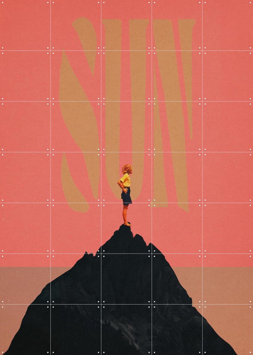 IXXI Pink Summer Sun, Frank Moth - 100 x 140 cm - Gratis ophangtool - Grote wanddecoratie en posters - Typografie, Kleurrijk, Collage, Pop art