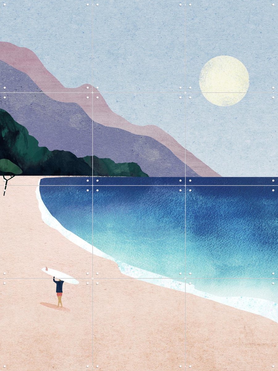 IXXI Surf Beach II, Henry Rivers - 60 x 80 cm - Gratis ophangtool - Grote wanddecoratie en posters - Minimalisme, Digitale Kunst, Illustraties