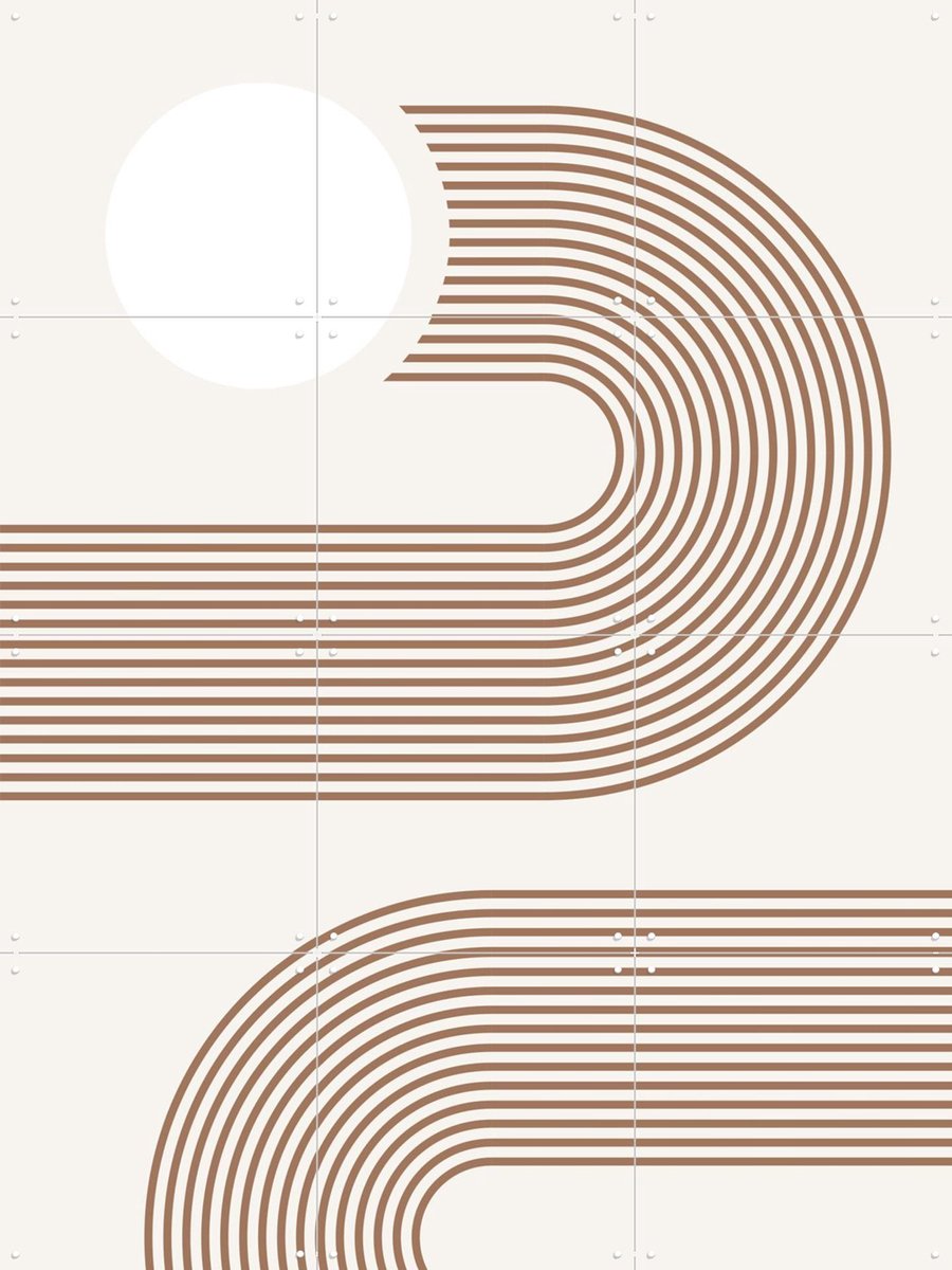 IXXI Beige Arc Poster No.2, Elena Ristova & Various - 60 x 80 cm - Gratis ophangtool - Grote wanddecoratie en posters - Minimalisme, Abstract, Line