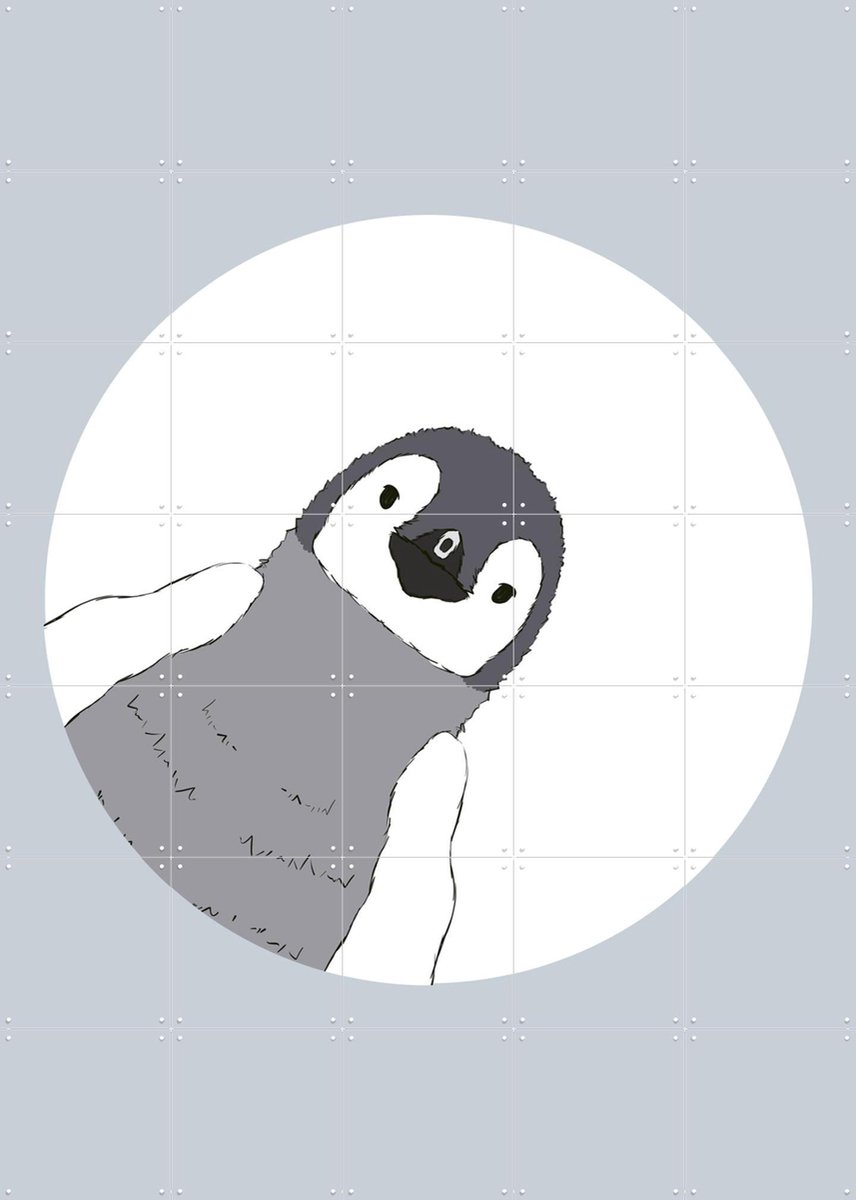 IXXI Pinguin Peek, BAINAI - 100 x 140 cm - Gratis ophangtool - Grote wanddecoratie en posters - Minimalisme, Cartoonesk, Speels, Grafisch Ontwerp