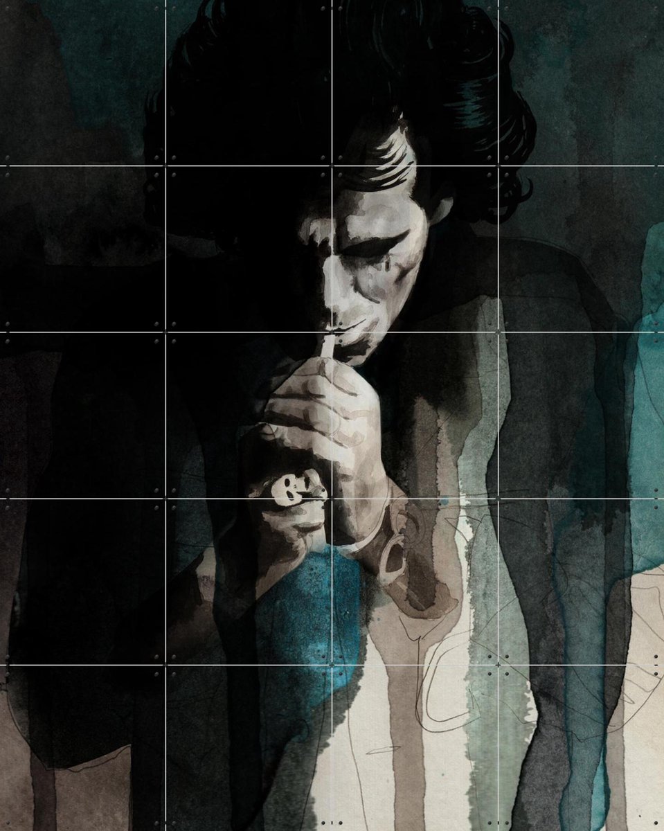 IXXI Keith Richards, David Diehl - 80 x 100 cm - Gratis ophangtool - Grote wanddecoratie en posters - Illustraties, Aquarel, Woonkamer, Mancave