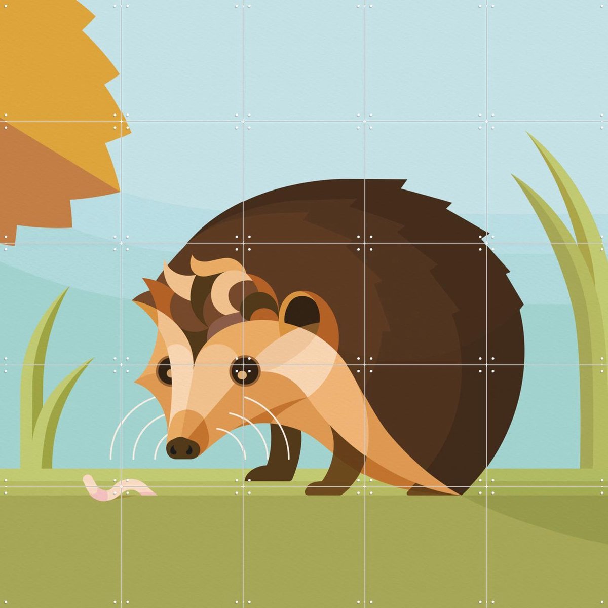 IXXI Egel, Elke Uijtewaal - 100 x 100 cm - Gratis ophangtool - Grote wanddecoratie en posters - Grafisch Ontwerp, Speels, Illustraties, Cartoonesk