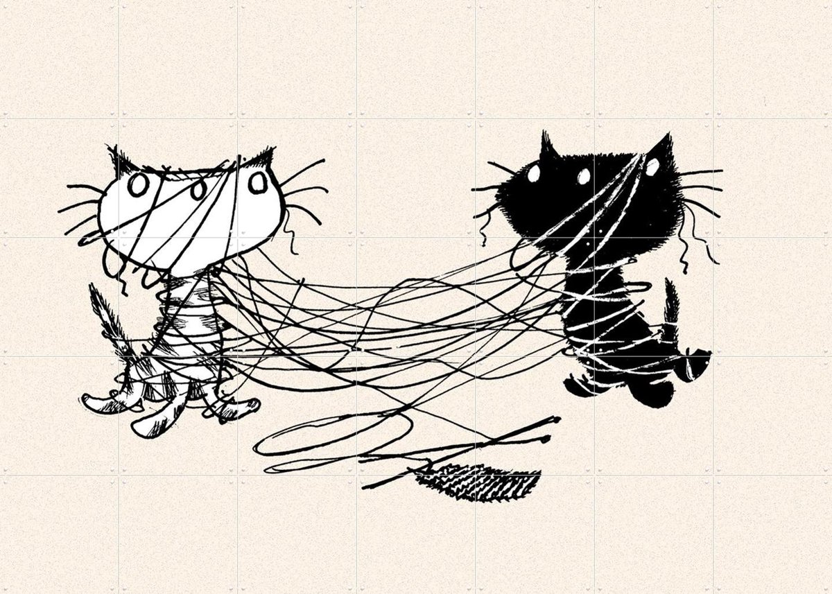 IXXI Pim & Pom 8, Fiep Westendorp - 140 x 100 cm - Gratis ophangtool - Grote wanddecoratie en posters - Cartoonesk, Illustraties, Speels, Line art