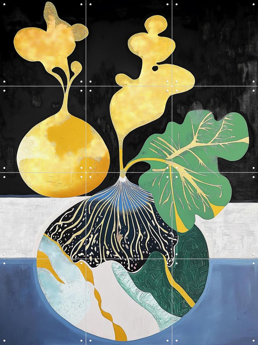 IXXI Rooted Illusion, Artclaud - 60 x 80 cm - Gratis ophangtool - Grote wanddecoratie en posters - Kleurrijk, Geometrische Kunst, Illustraties