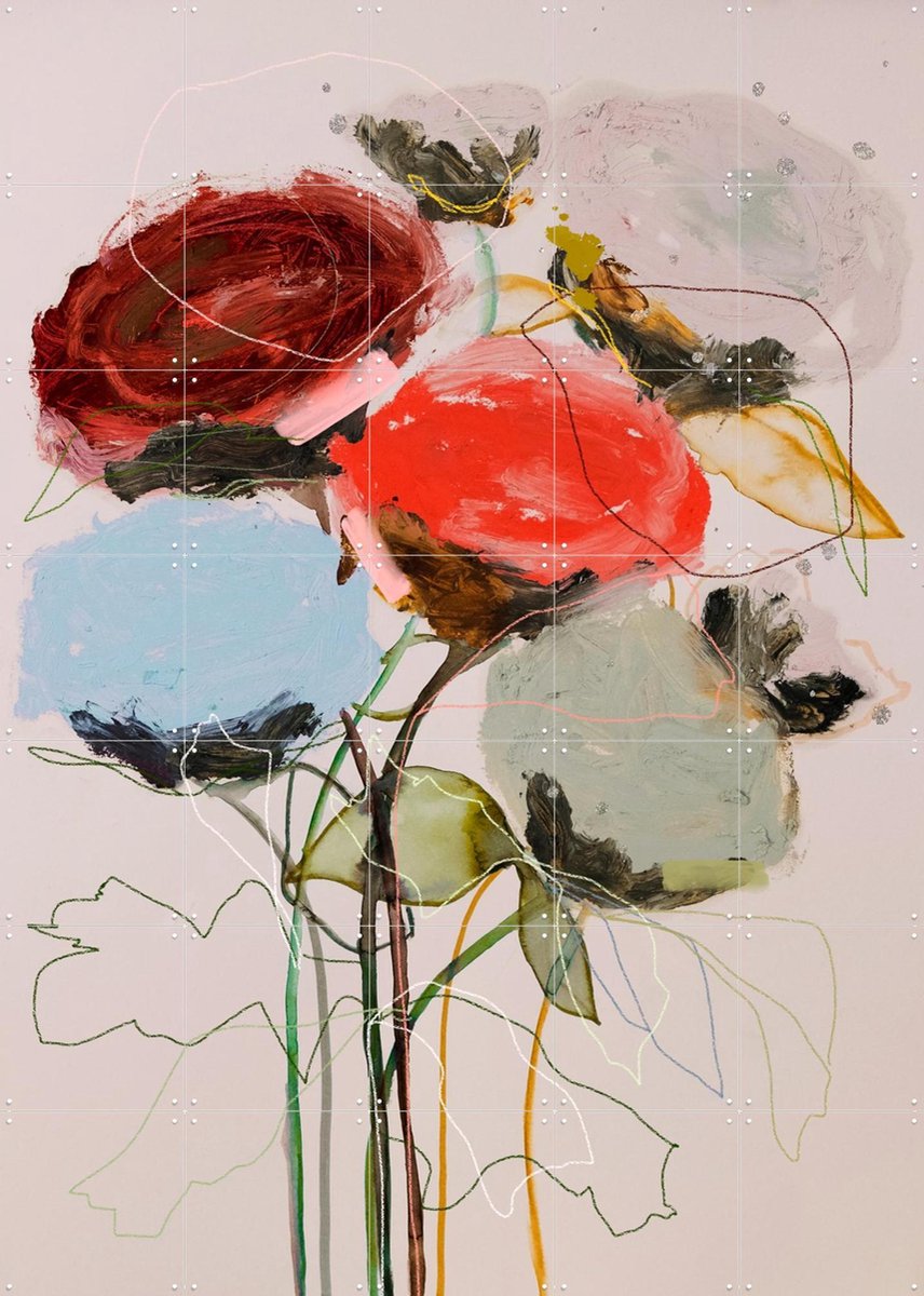 IXXI Ranunculus Study 02, Leigh Viner - 100 x 140 cm - Gratis ophangtool - Grote wanddecoratie en posters - Abstract, Illustraties, Gemengde