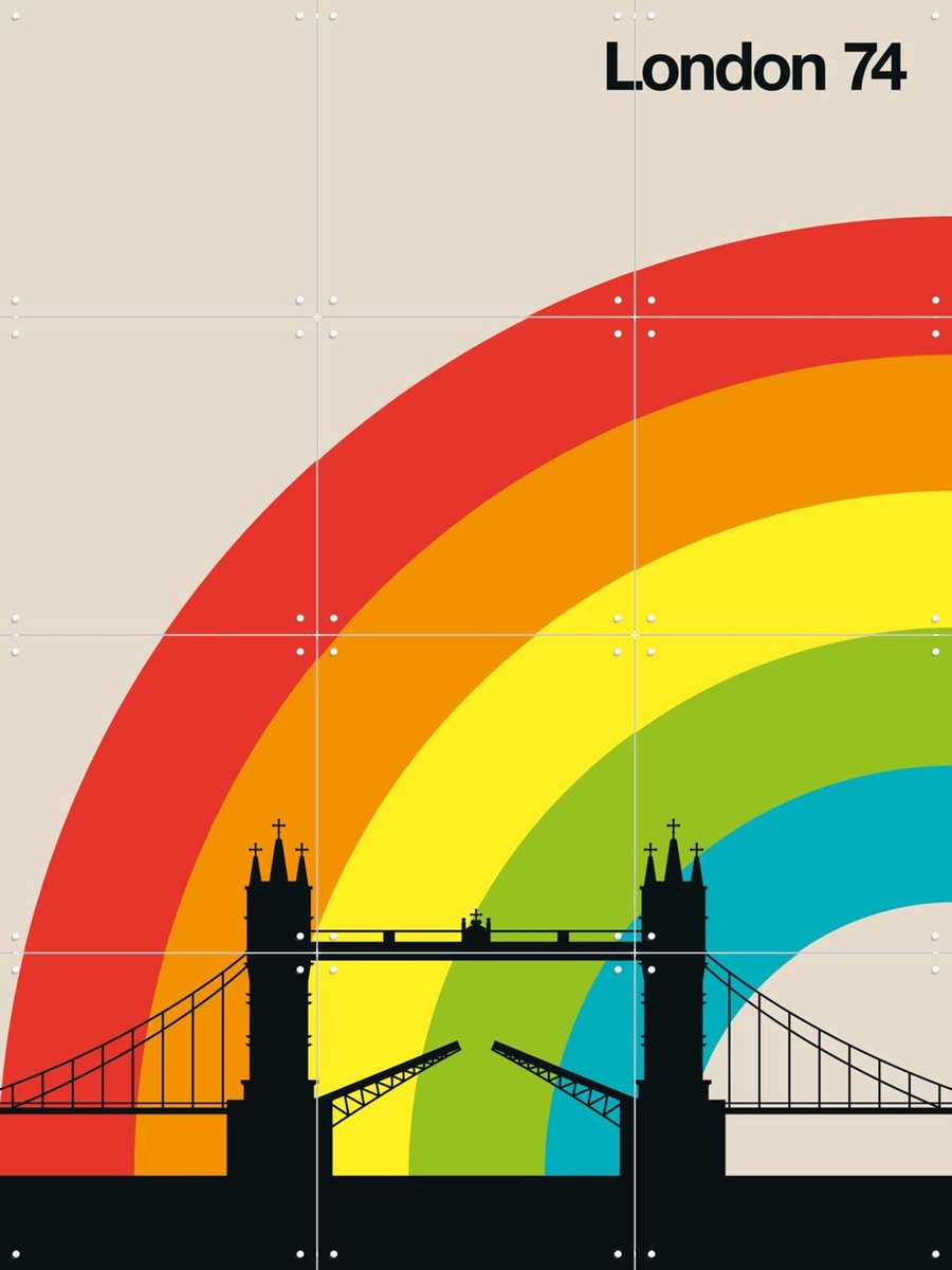 IXXI London 74, Bo Lundberg - 60 x 80 cm - Gratis ophangtool - Grote wanddecoratie en posters - Kleurrijk, Grafisch Ontwerp, Geometrische Kunst