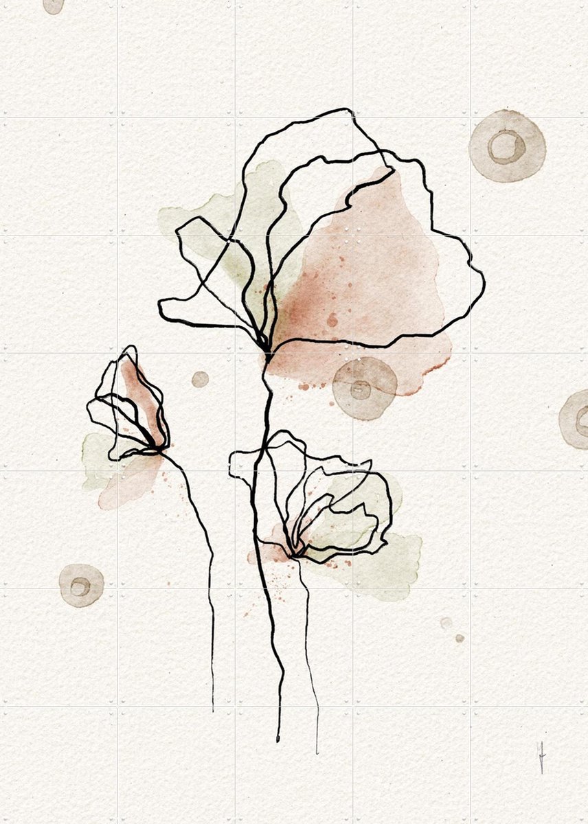 IXXI Whimsical Blooms, Ankie Kooi & Various - 100 x 140 cm - Gratis ophangtool - Grote wanddecoratie en posters - Minimalisme, Aquarel, Illustraties