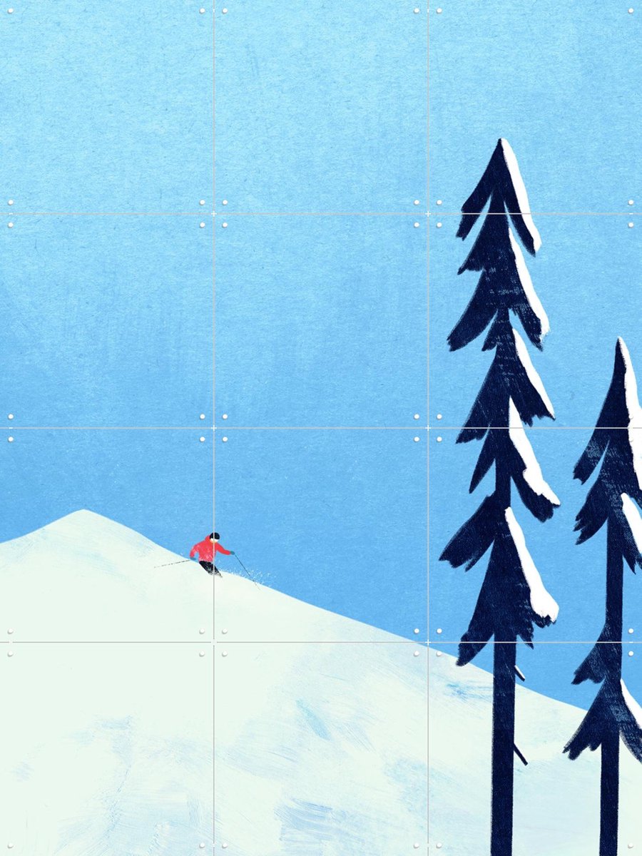 IXXI Minimalist Ski, Henry Rivers - 60 x 80 cm - Gratis ophangtool - Grote wanddecoratie en posters - Illustraties, Minimalisme, Grafisch Ontwerp