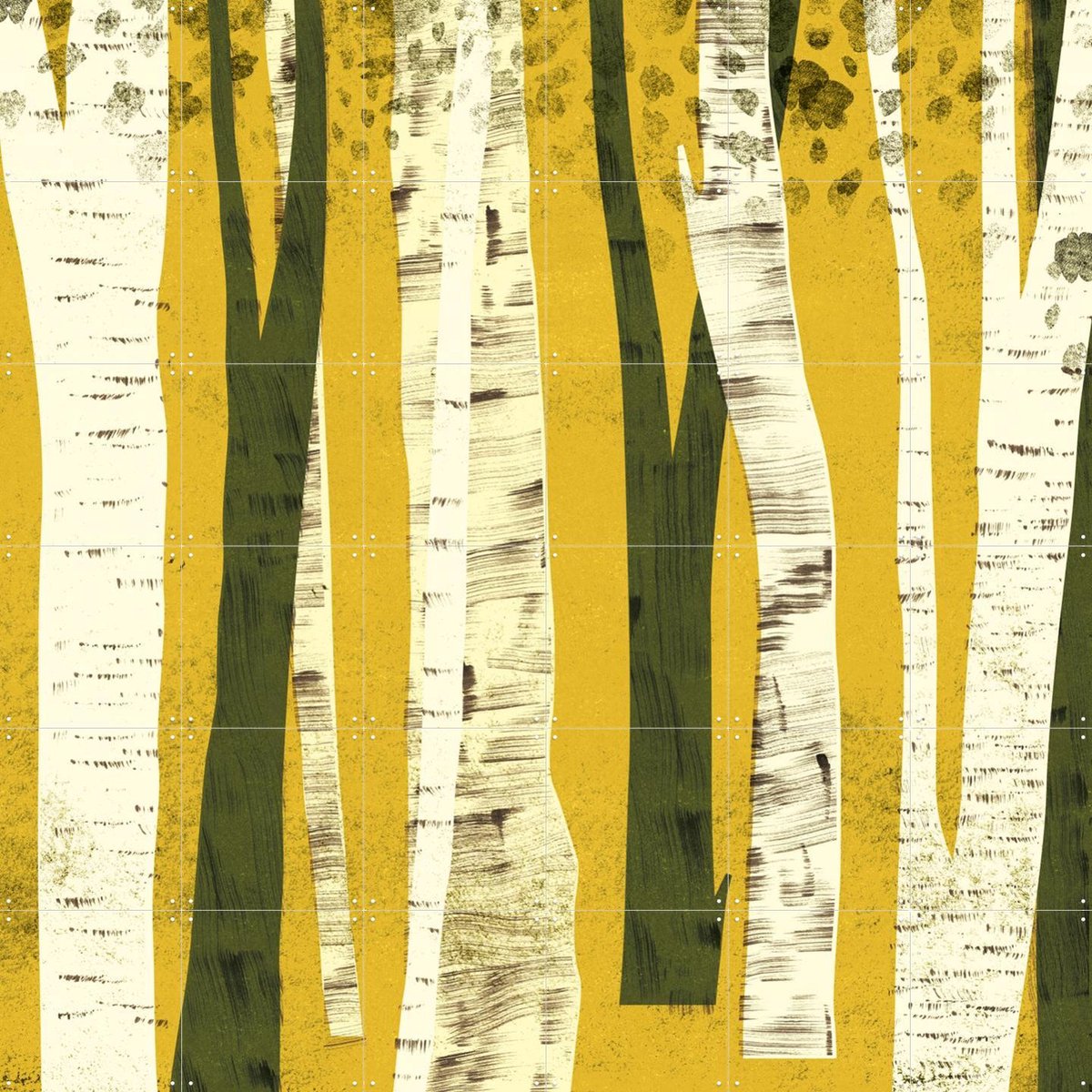 IXXI Forest Ocher, Lotte Dirks - 120 x 120 cm - Gratis ophangtool - Grote wanddecoratie en posters - Grafisch Ontwerp, Kleurrijk, Illustraties