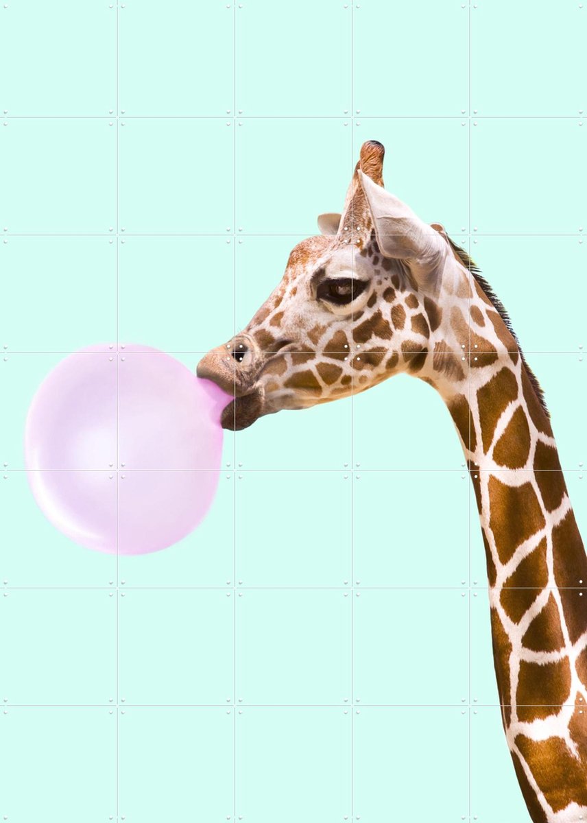 IXXI Giraffe, Paul Fuentes - 100 x 140 cm - Gratis ophangtool - Grote wanddecoratie en posters - Grafisch Ontwerp, Speels, Kleurrijk, Pop art