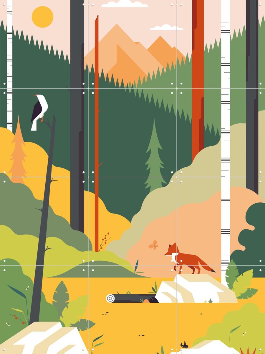 IXXI And into the Forest I go, Studio Kars + Boom - 60 x 80 cm - Gratis ophangtool - Grote wanddecoratie en posters - Geometrische Kunst