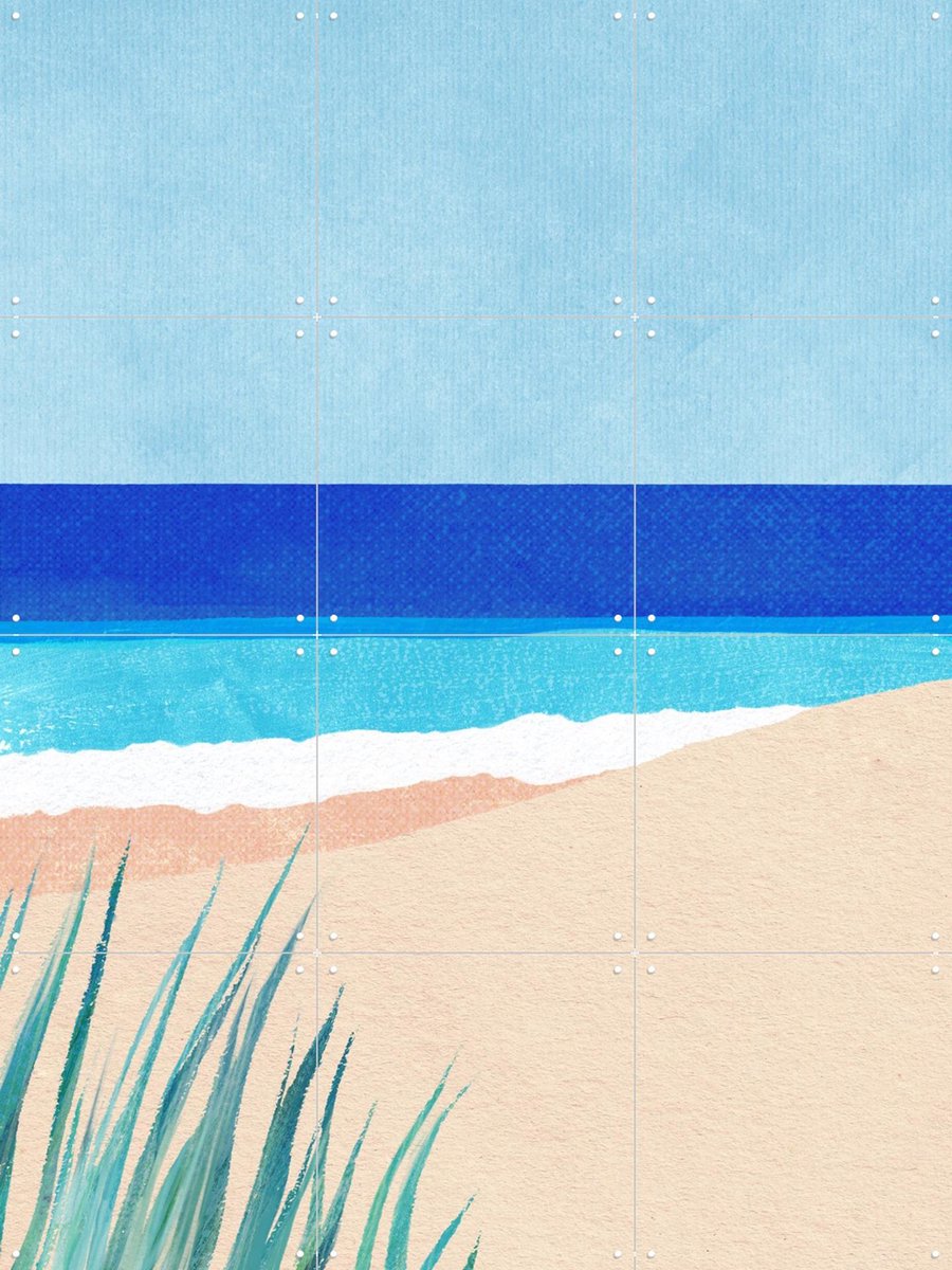 IXXI Beach Dunes, Henry Rivers - 60 x 80 cm - Gratis ophangtool - Grote wanddecoratie en posters - Minimalisme, Aquarel, Illustraties, Strandhuis