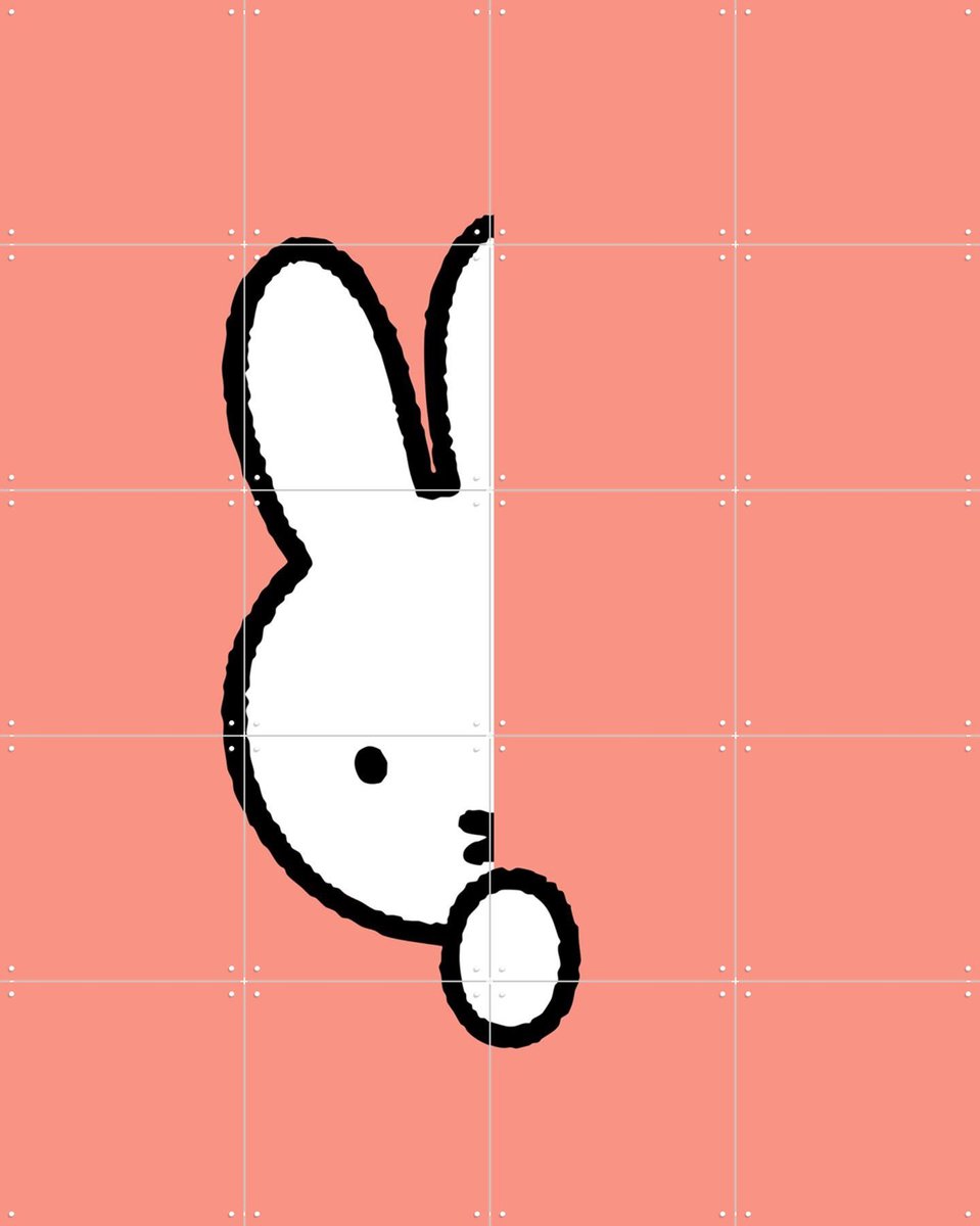 IXXI Nijntje Verstoppertje Abrikoos, Nijntje - 80 x 100 cm - Gratis ophangtool - Grote wanddecoratie en posters - Minimalisme, Cartoonesk, Speels