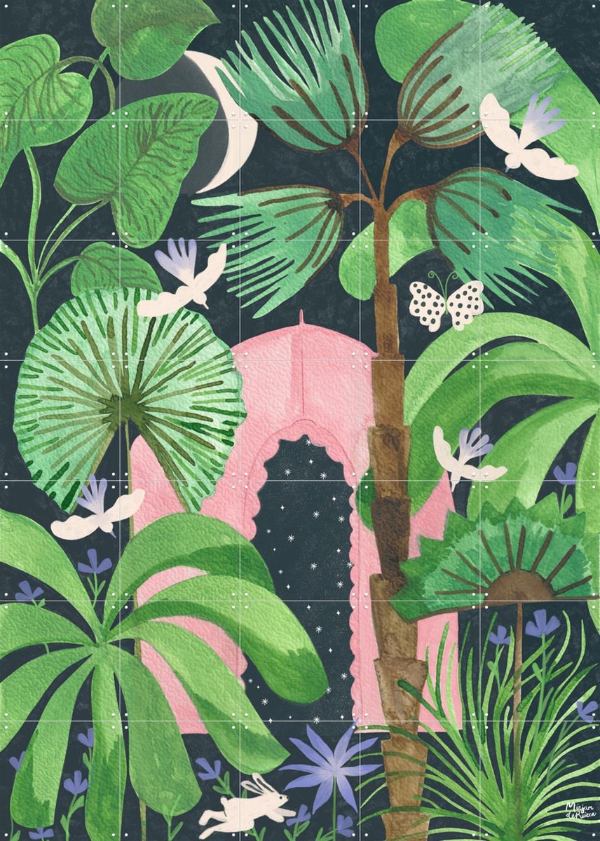 IXXI Jungle Magic, Mirjam de Ruiter - 100 x 140 cm - Gratis ophangtool - Grote wanddecoratie en posters - Speels, Illustraties, Aquarel, Woonkamer