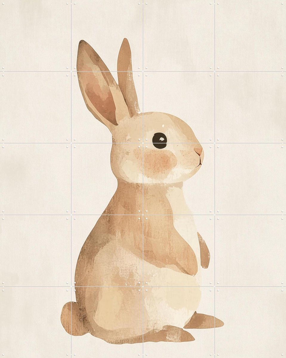 IXXI Little bunny, Treechild & Various - 80 x 100 cm - Gratis ophangtool - Grote wanddecoratie en posters - Illustraties, Aquarel, Speels, Babykamer