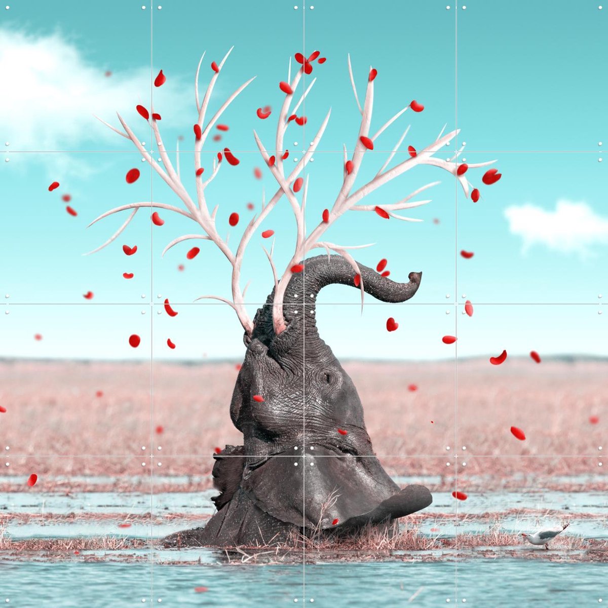 IXXI End of Cycle, Julien Tabet - 80 x 80 cm - Gratis ophangtool - Grote wanddecoratie en posters - Surrealisme, Speels, Digitale Kunst, Woonkamer
