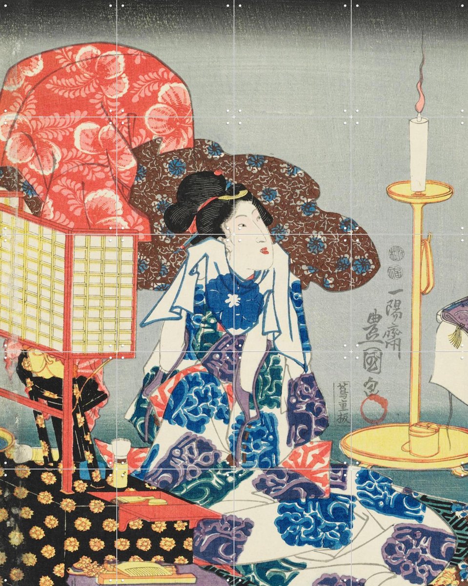 IXXI Fashionable brocade patterns of the Imperial palace 1, Utagawa Kuniyoshi & Victoria and Albert Museum - 80 x 100 cm - Gratis ophangtool - Grote