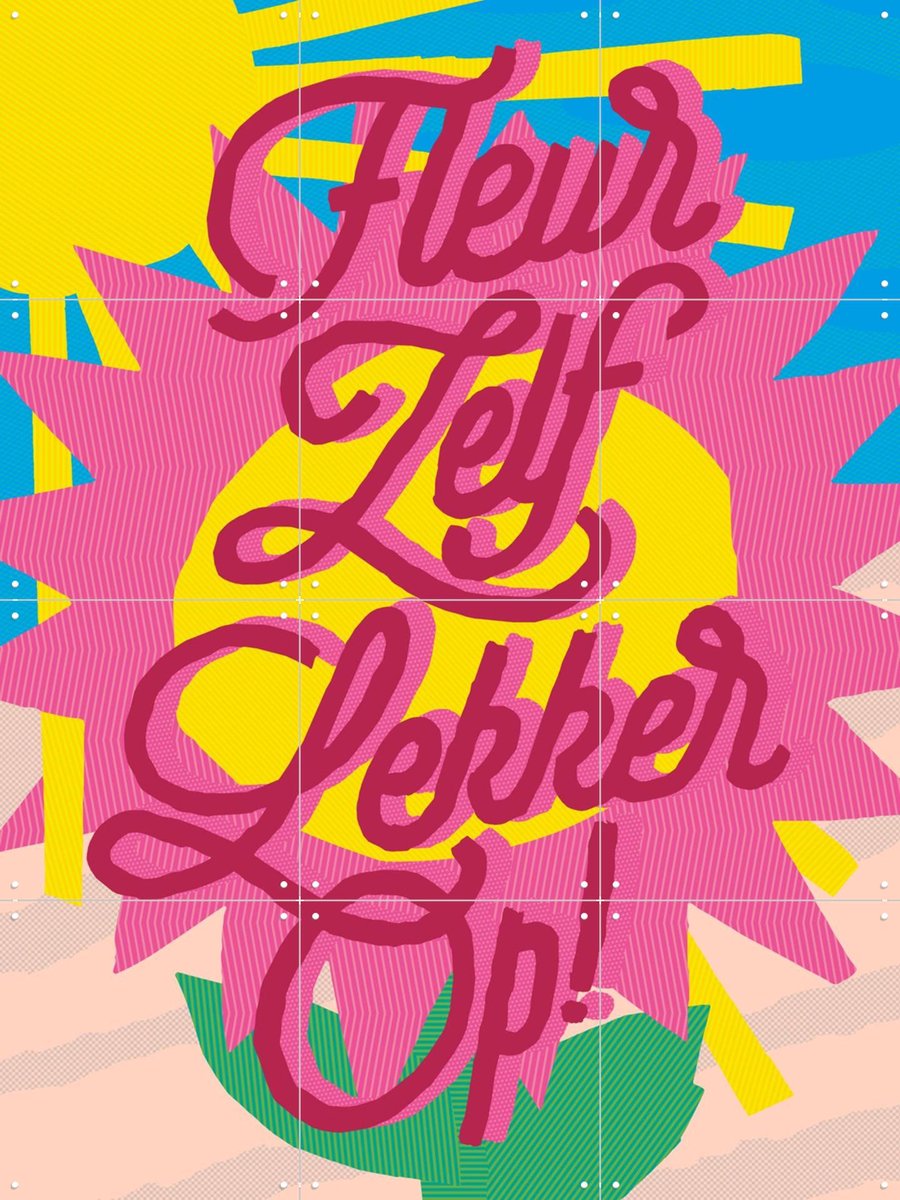 IXXI Fleur Zelf Lekker Op, Studio Turbo - 60 x 80 cm - Gratis ophangtool - Grote wanddecoratie en posters - Illustraties, Pop art, Grafisch Ontwerp