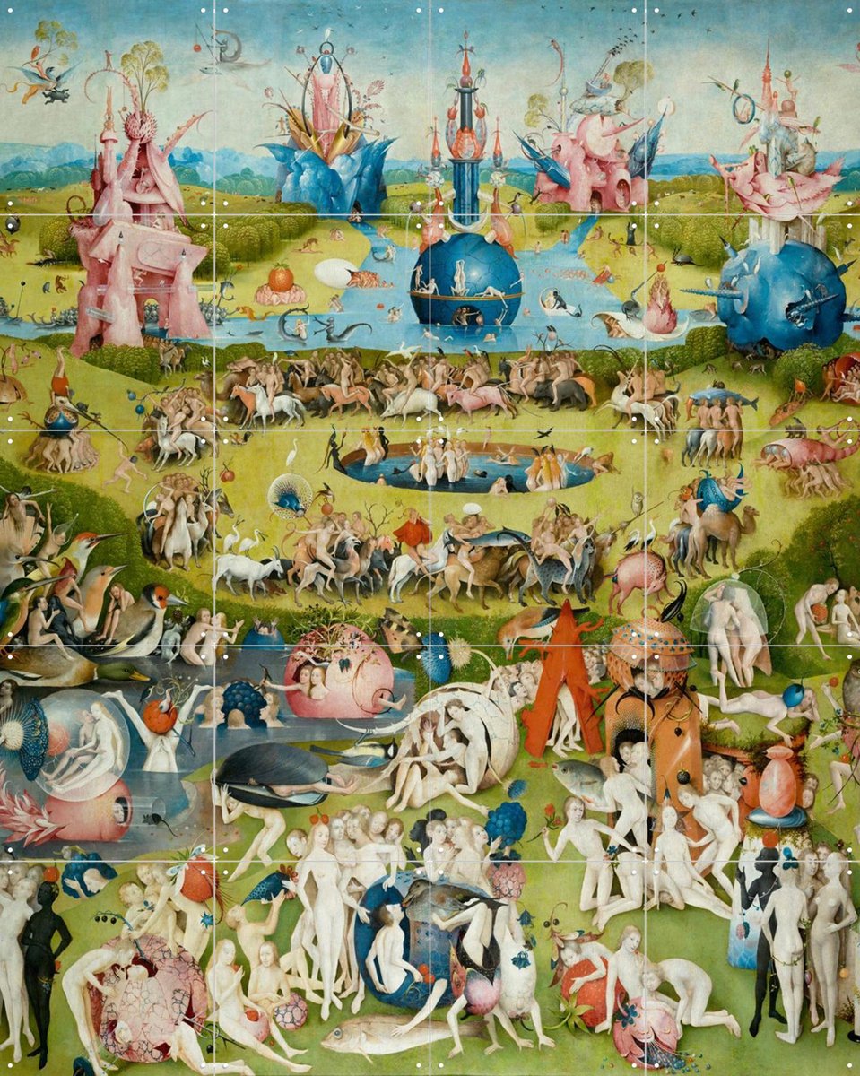 IXXI Tuin der Lusten, Jheronimus Bosch & Museo Nacional del Prado - 80 x 100 cm - Gratis ophangtool - Grote wanddecoratie en posters - Surrealisme