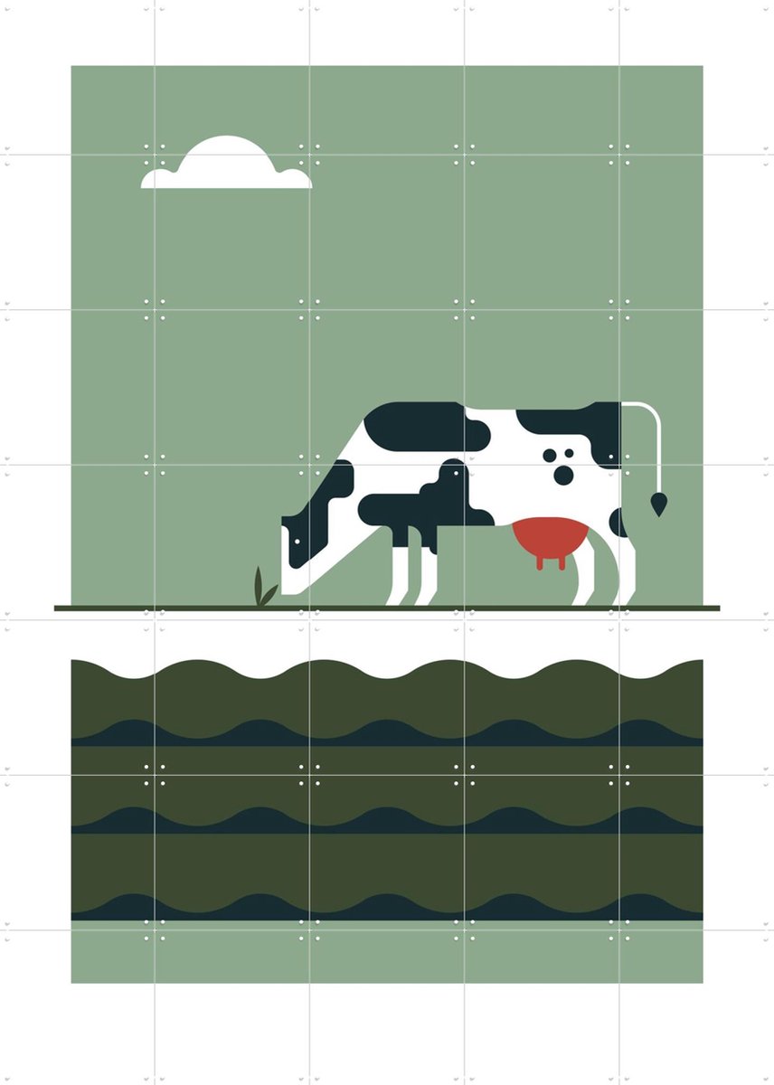 IXXI The Big 5 - cow, Studio Kars + Boom - 100 x 140 cm - Gratis ophangtool - Grote wanddecoratie en posters - Grafisch Ontwerp, Fantasierijk